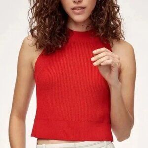 Aritzia Wilfred Crevier Knit Halter Tank Top Red Size S